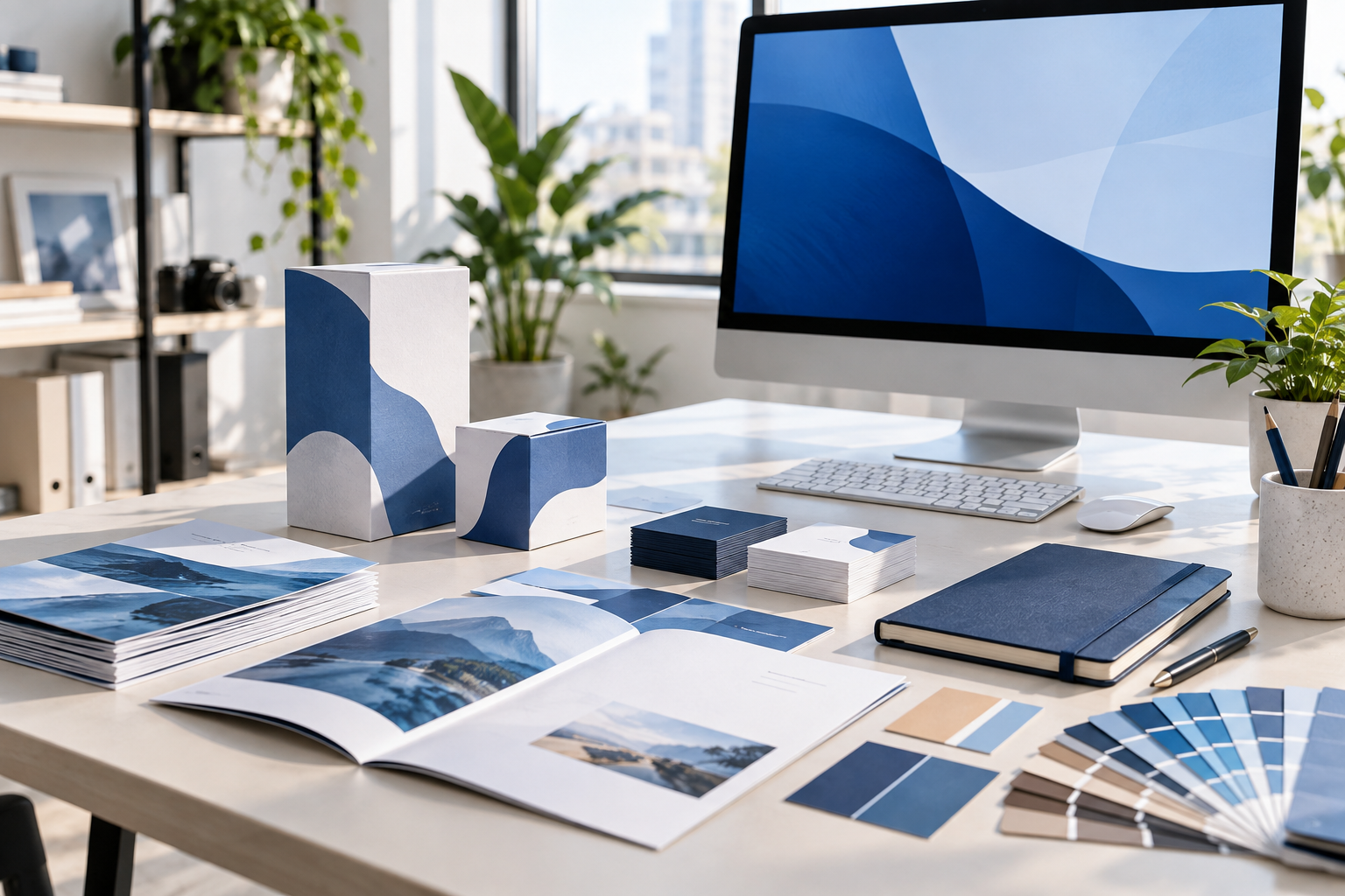 Creative printing and design studio with printed materials